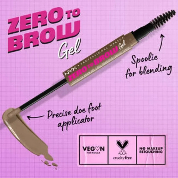 NYX ZERO TO BROW LONGWEAR BROW GEL Dual-ended vegan liquid brow gel Taupe - Picture 8 of 11
